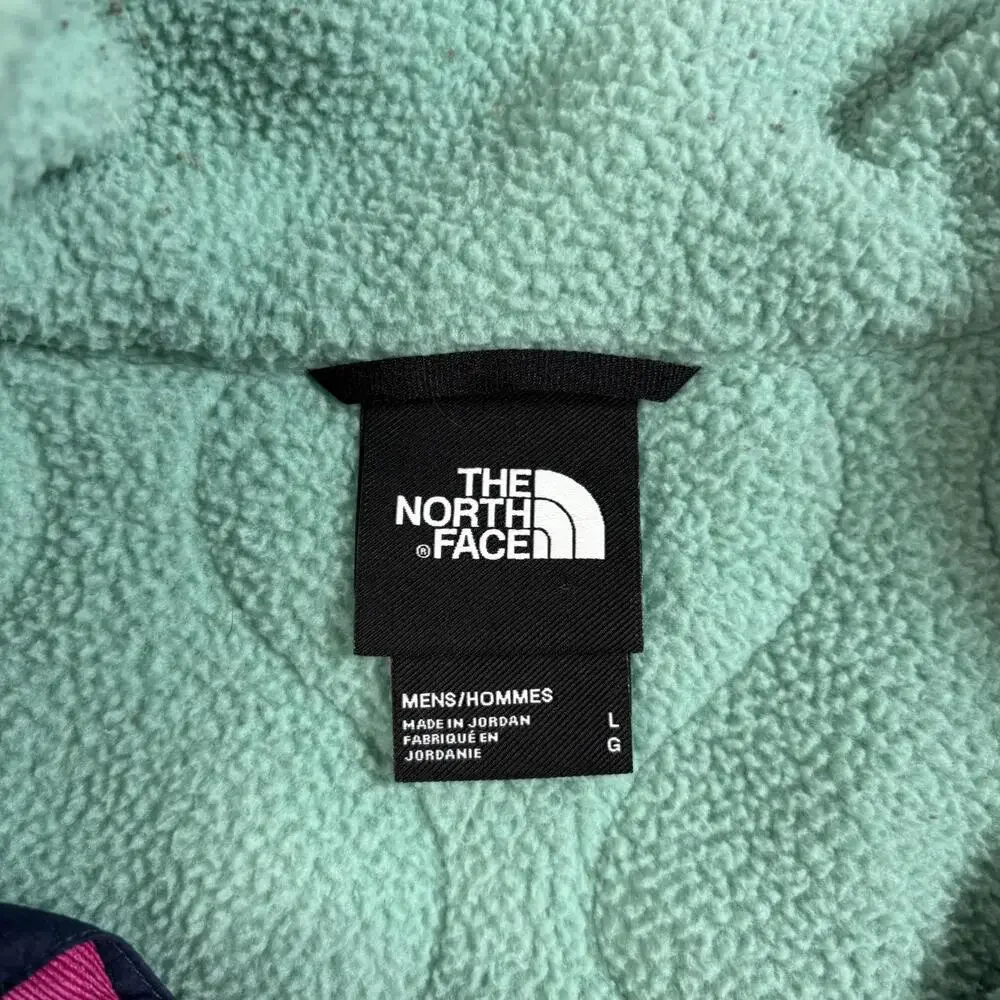 North Face Fleece Pullover Mens Large Green Teal T Snap Neck Jacket Outdoor Hike